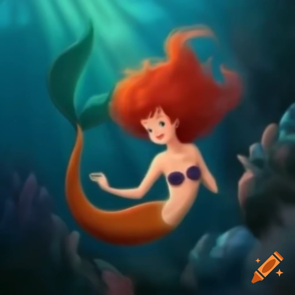 Red-haired mermaid in ocean setting