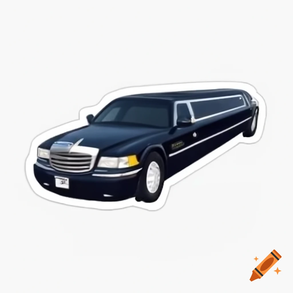 Cartoon-style limousine sticker design