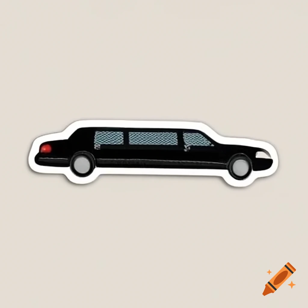 Cartoon-style limousine sticker design