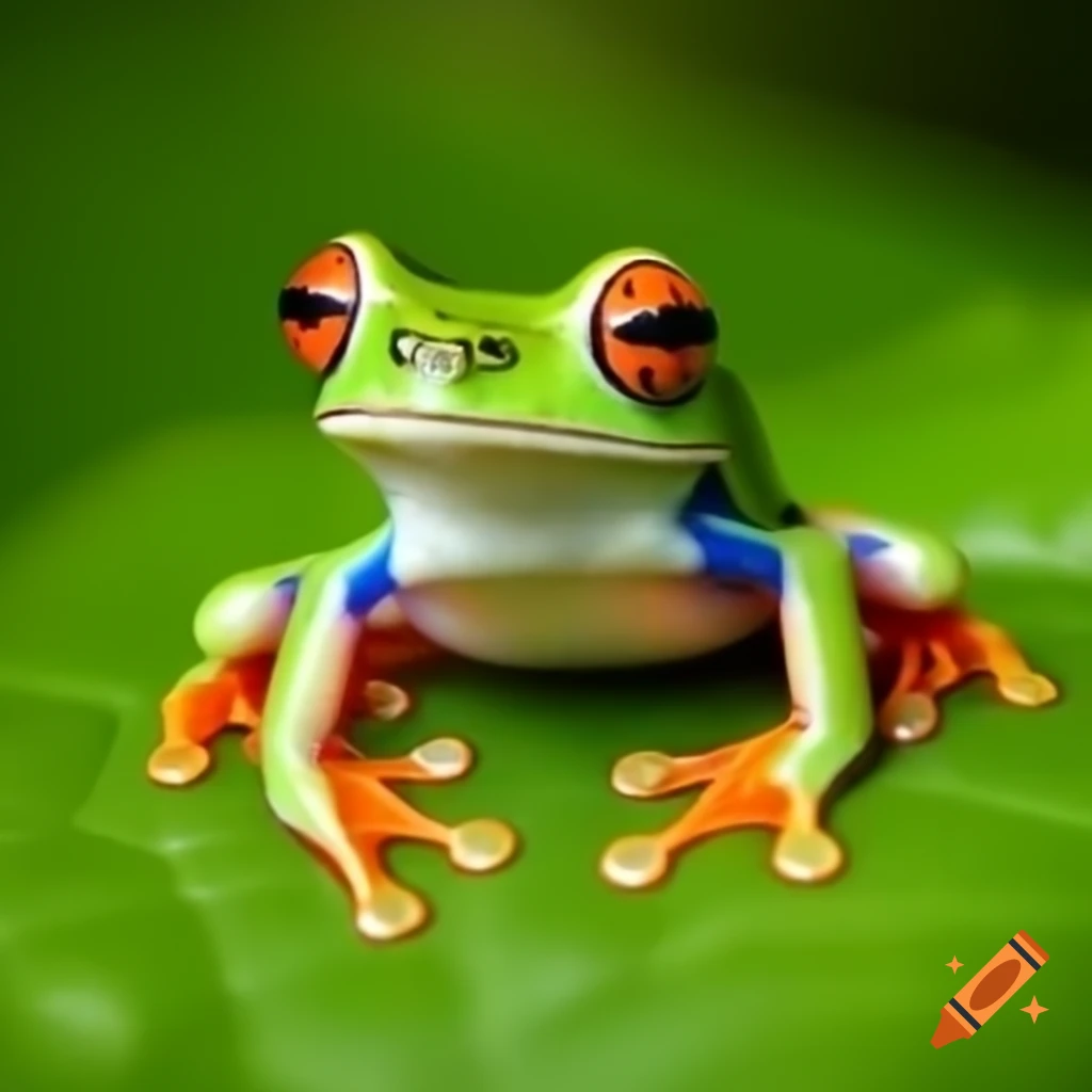 Cute frog resting on a leaf