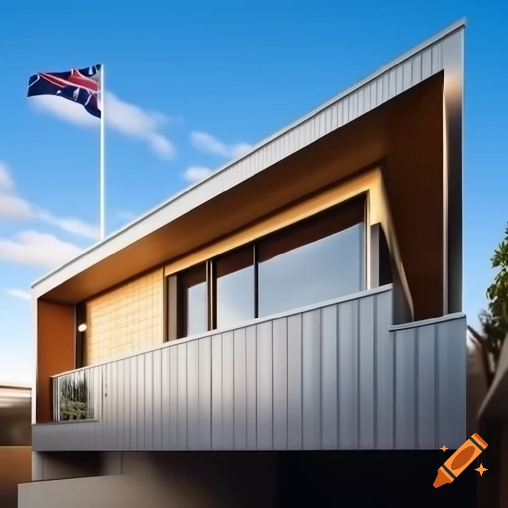 Modern Australian home with sleek aluminum windows and sunlight reflection