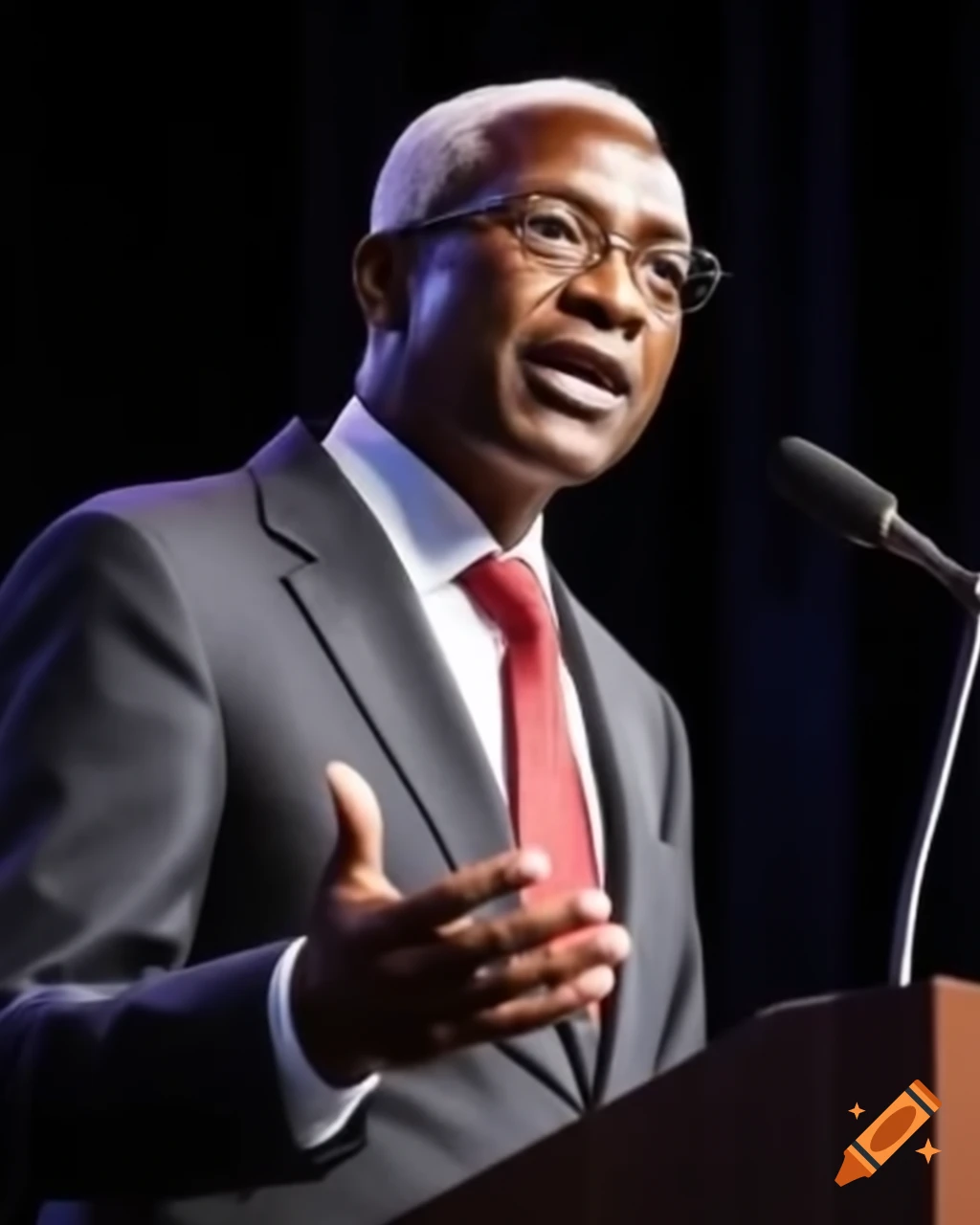 Speaker delivering a speech at podium