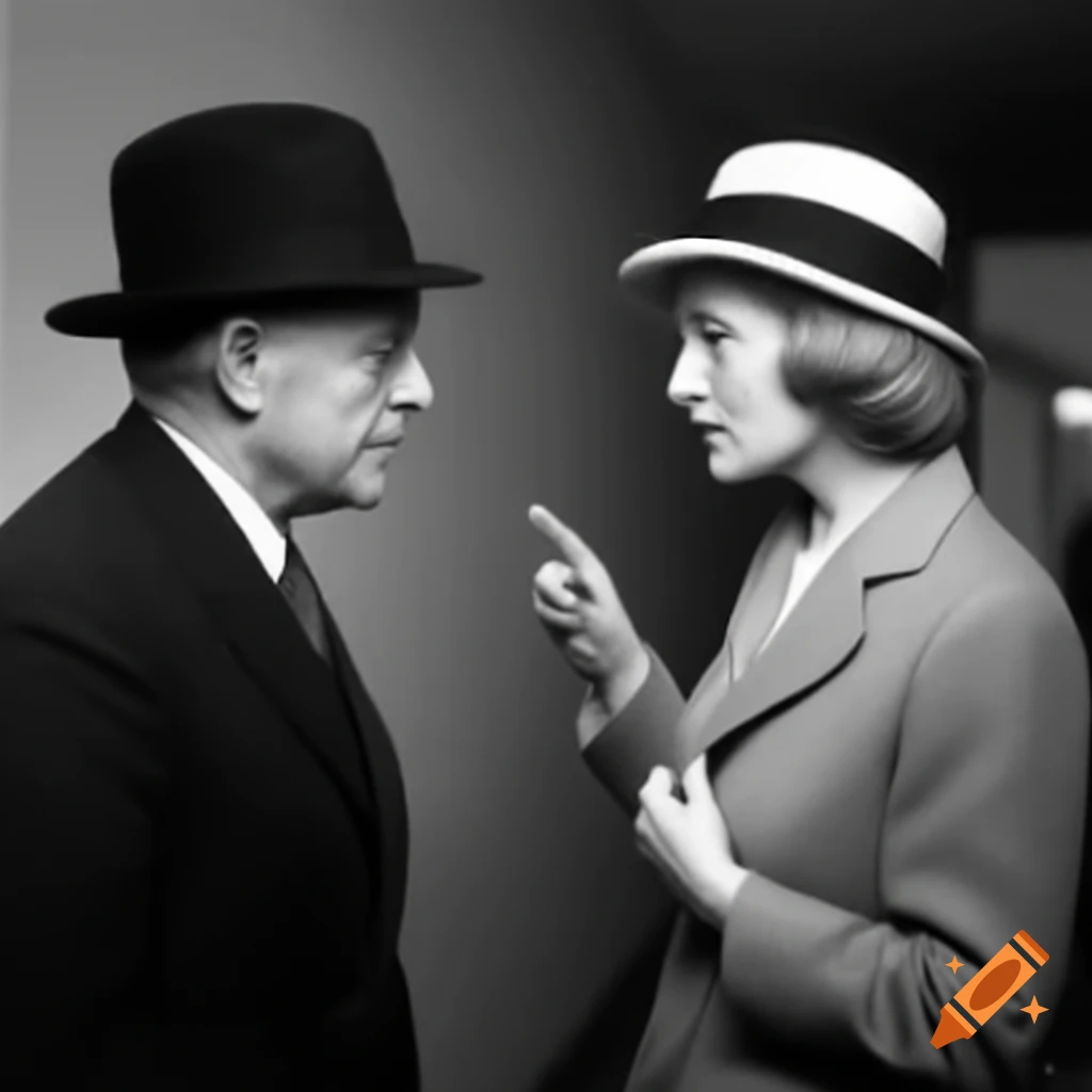 Middle aged woman and man in hat engaging in conversation