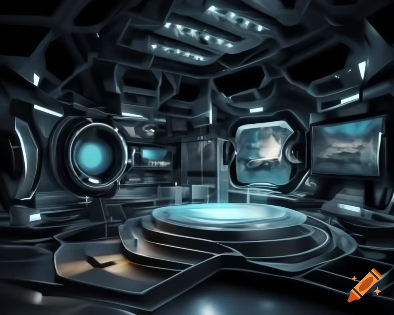 Hyperrealistic 3D render of futuristic scene in stunning detail