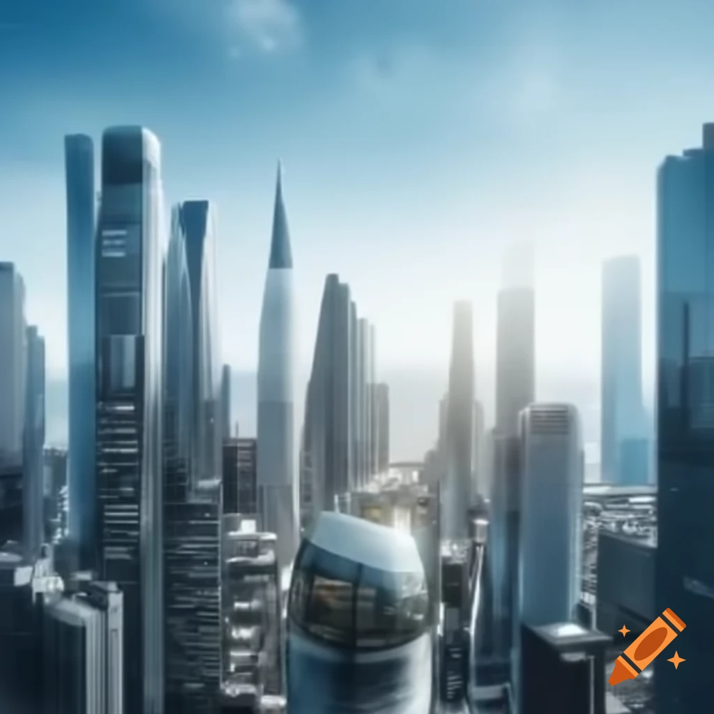 Futuristic city skyline with advanced insulation and smart materials