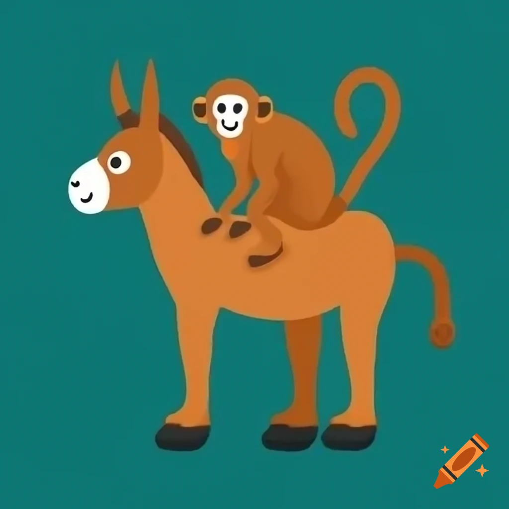 Monkey riding a donkey