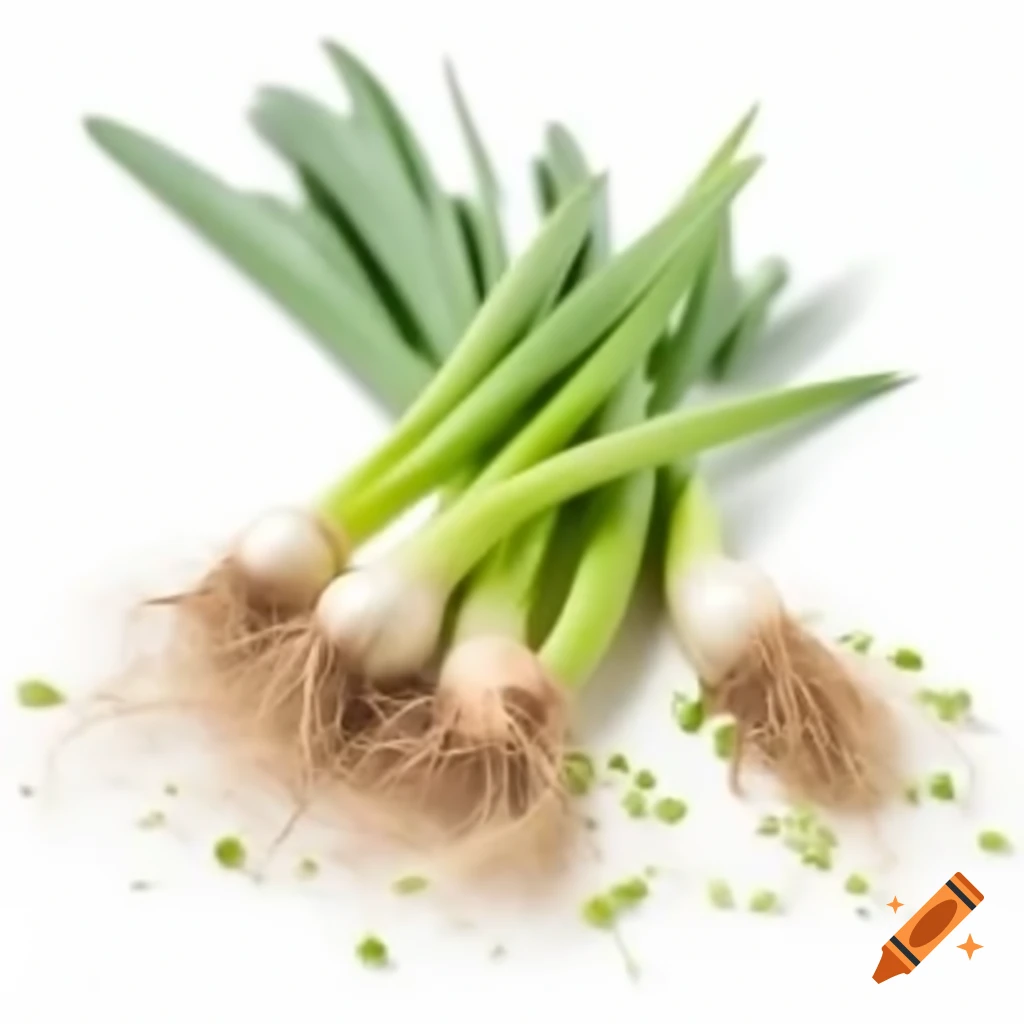 Scallion with chopped parts on white background