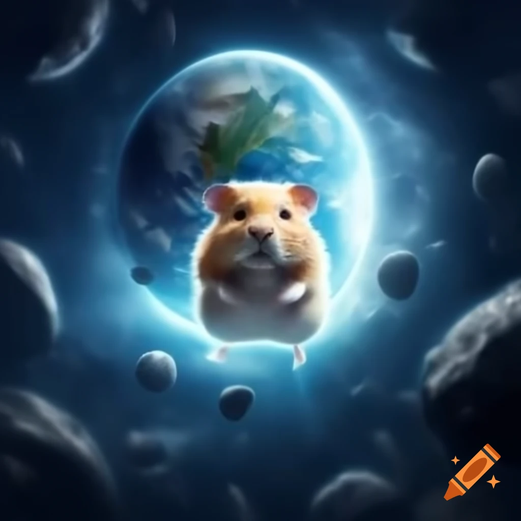 Colossal chunky hamster floating around Earth on Craiyon