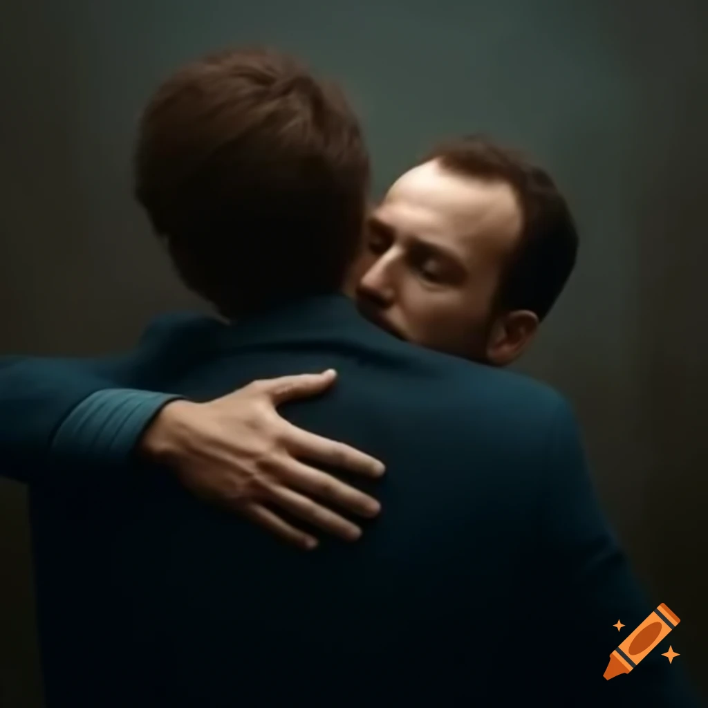 Two men sharing a kiss