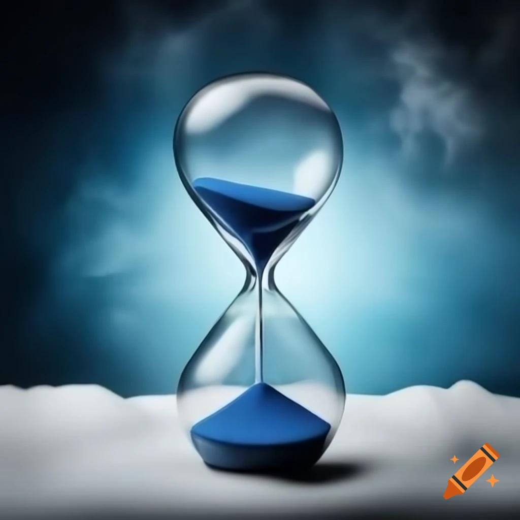 Broken hourglass symbolizing the passage of time with blood-red substance