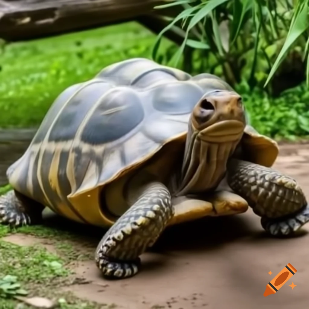 Giant turtle in natural habitat