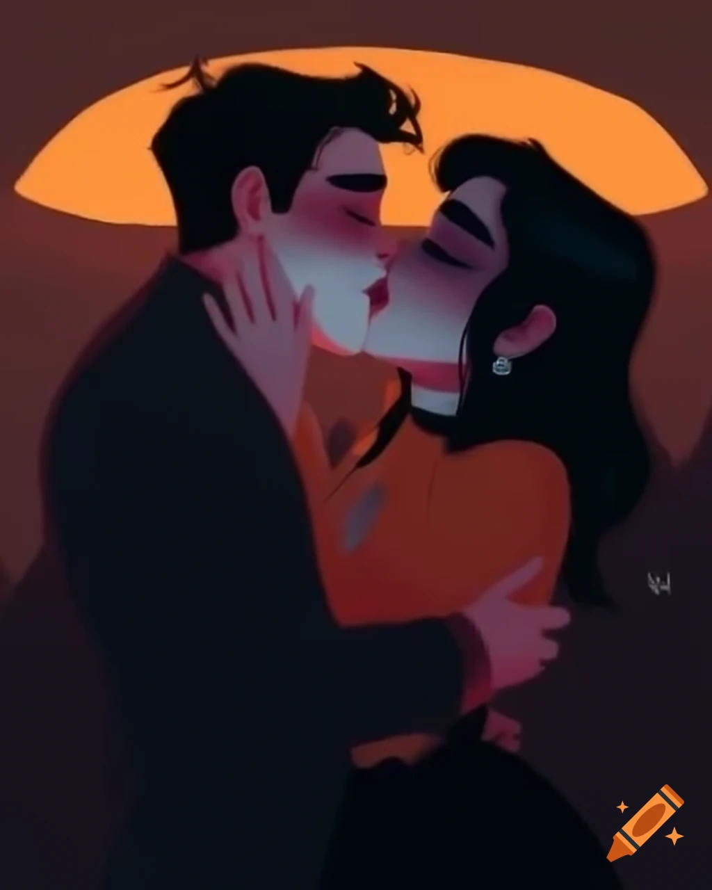 Emotional farewell with a kiss