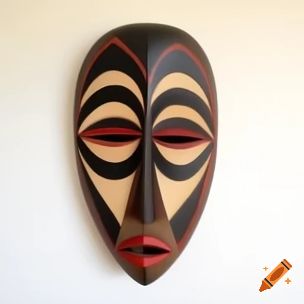 Cartoon art of African tribal wood mask
