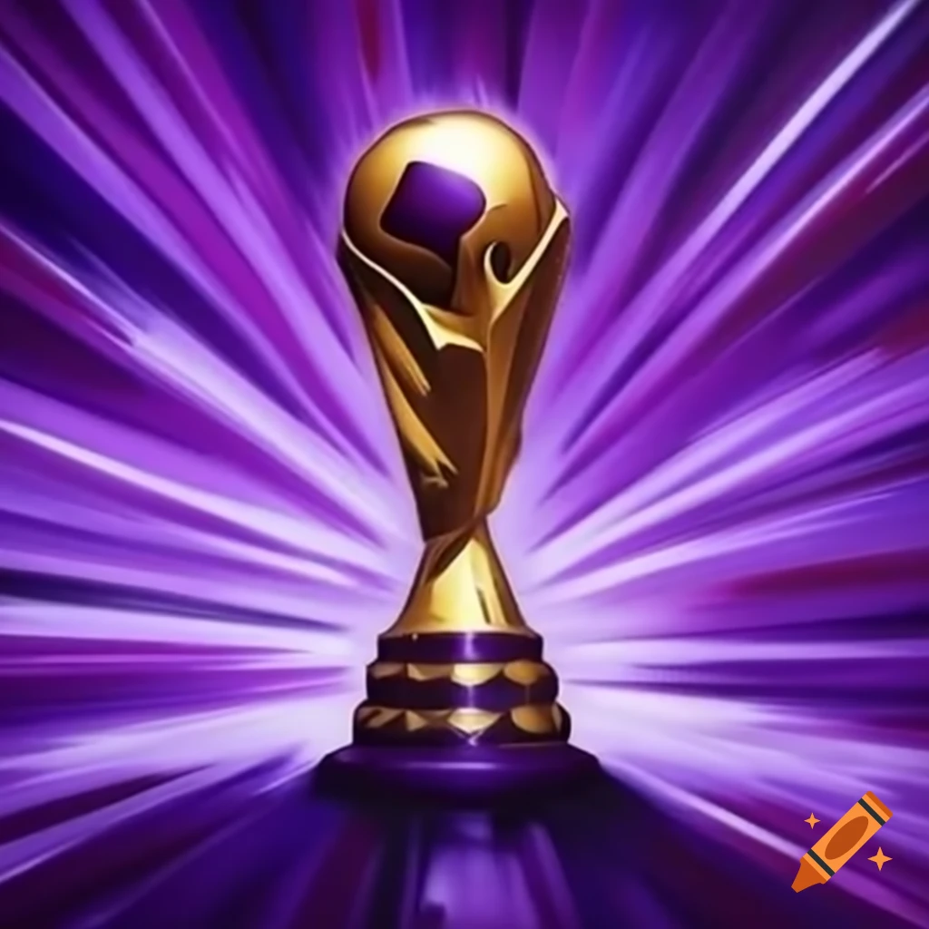 Football trophy in purple and white colors