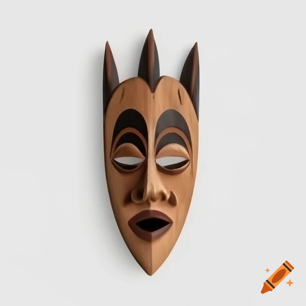 Cartoon art of African tribal wood mask