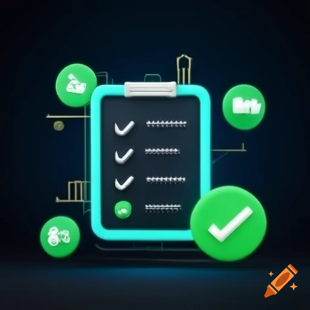 Digital checklist with 2FA, avoid unknown links, and device updated items on dark background