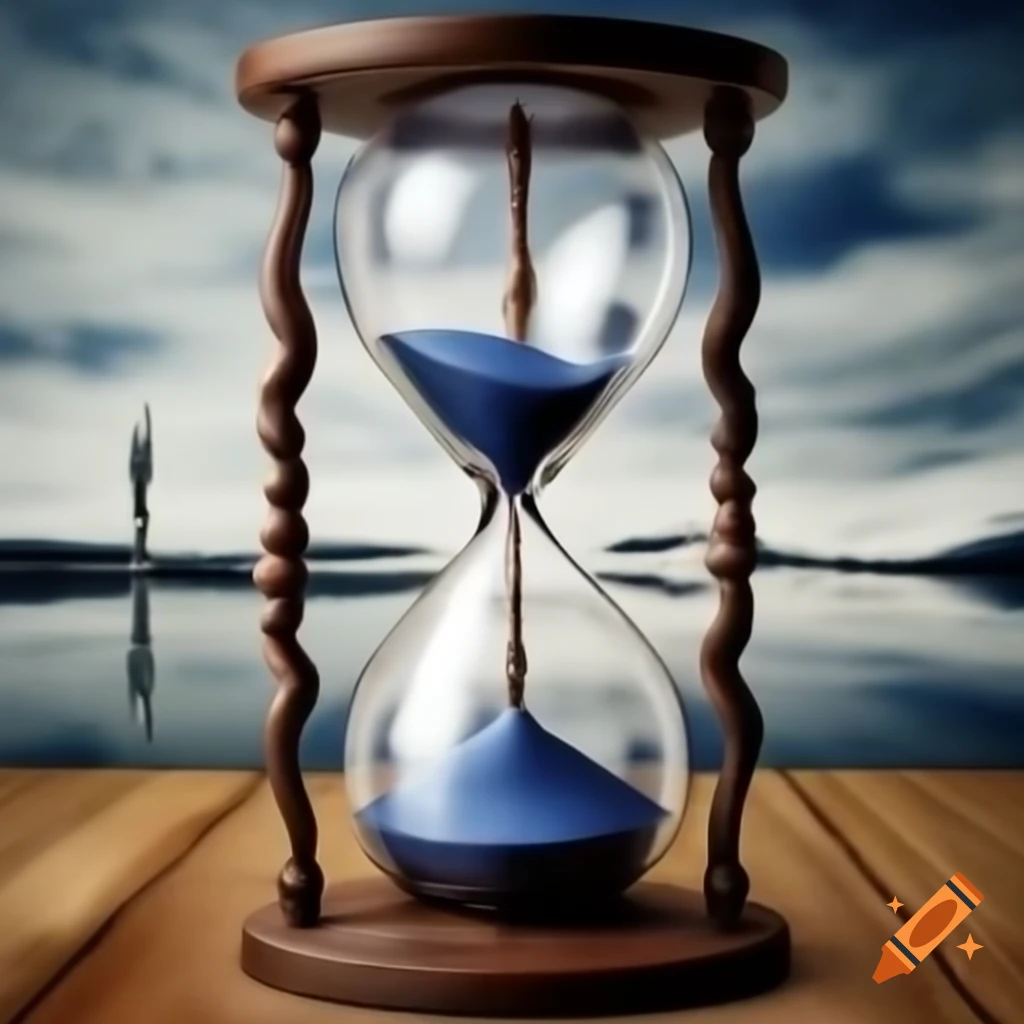 Broken hourglass symbolizing passage of time in Edvard Munch style with Finnish flag