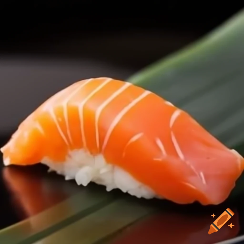 Salmon Nigiri sushi served on a plate