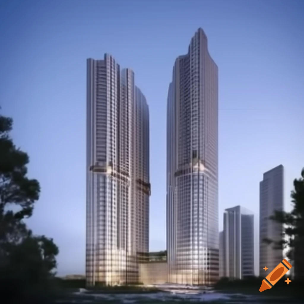 Modern apartment towers with multiple buildings