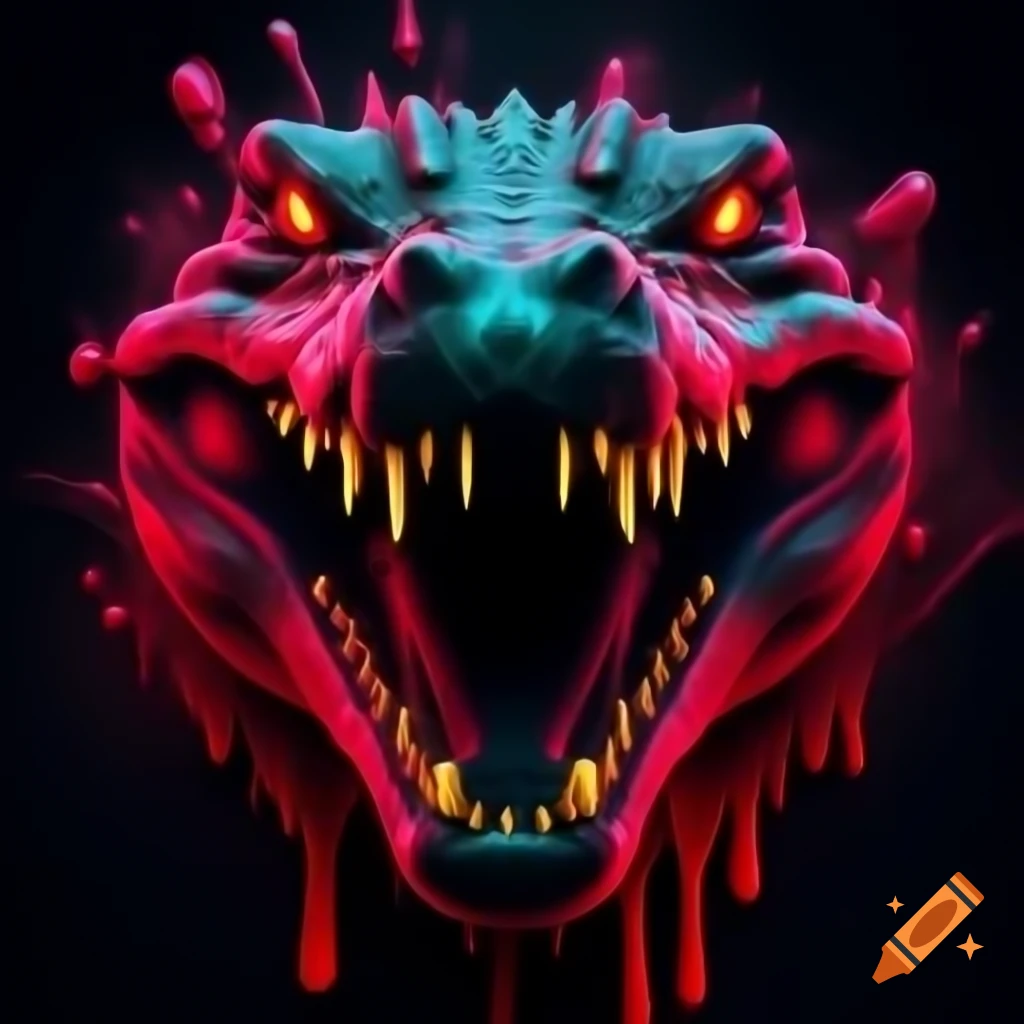 Bold dripping red neon text "ONLY PHONK" with aggressive crocodile in background, digital art