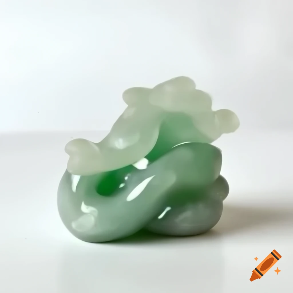 Ceramic salt crystals featuring jade Chinese dragon against white background