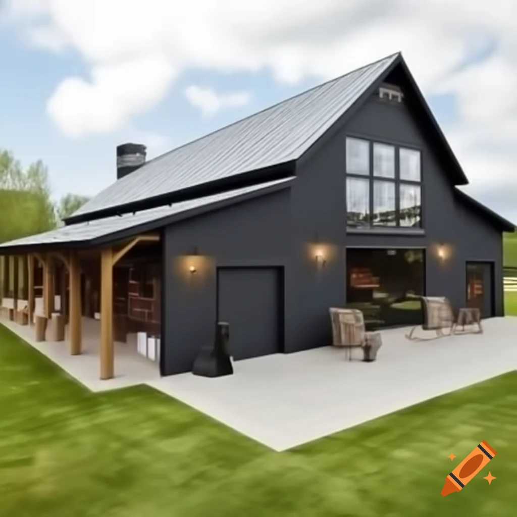 Blueprint for 3-bedroom barn-style house with double garage