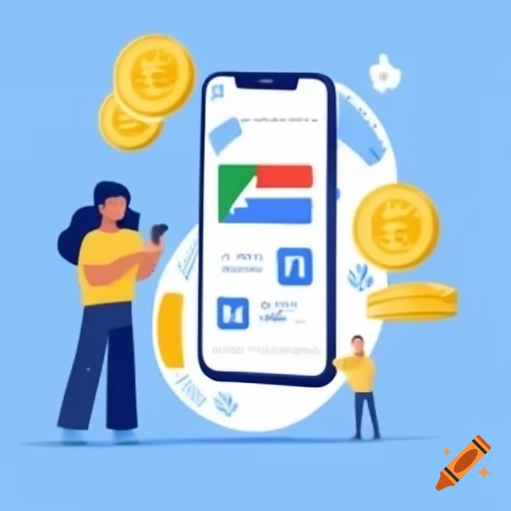 Person happily using smartphone with Google Opinion Rewards app, digital coins in background