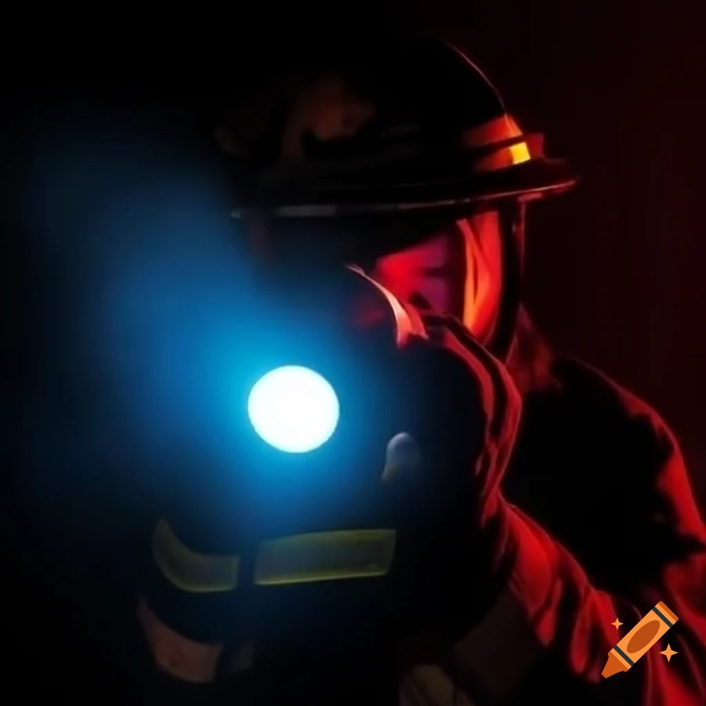 Emergency responder using flashlight in urgent situation