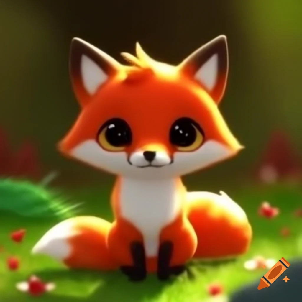 Cute fox wearing a red hat