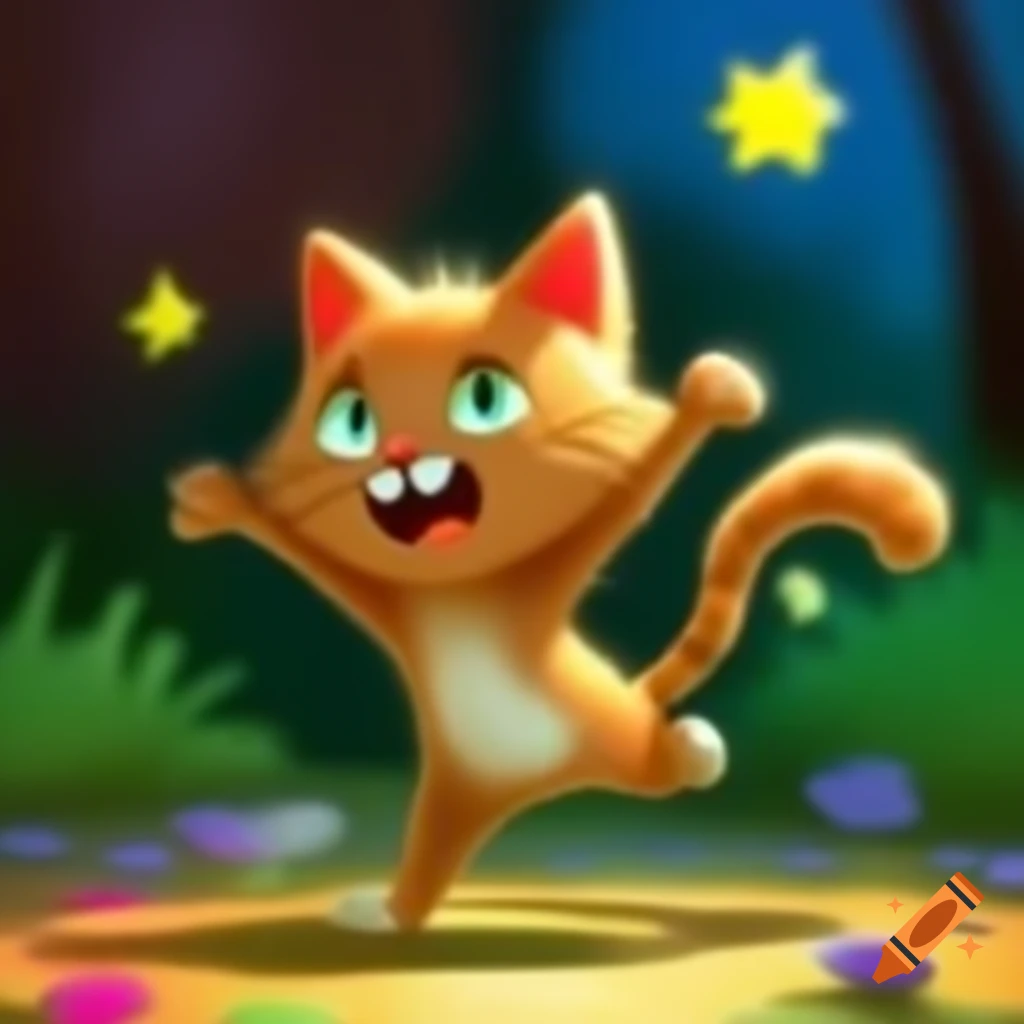 Dancing cat in playful pose