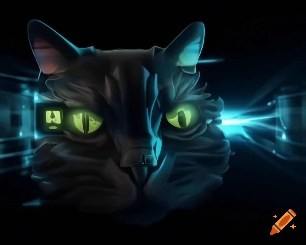 Cyberpunk Cat in hyperrealistic 3D rendered art on Craiyon