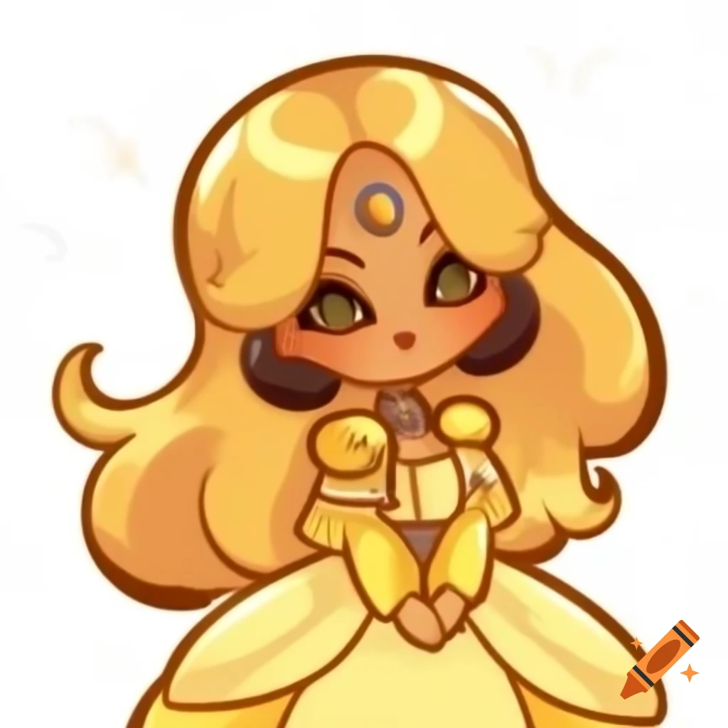 Ancient female cookie with golden and white colors in CookieRun style ...