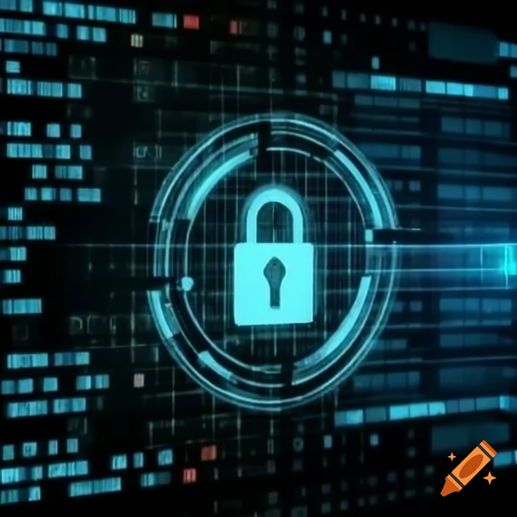 Digital lock graphic over lines of code with glowing key icon