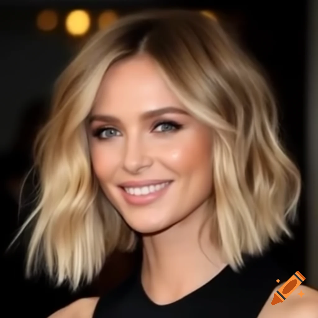 Woman with blonde wavy bob hairstyle
