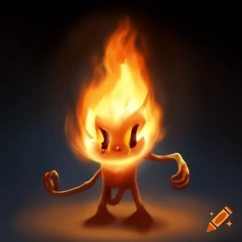 Tall fire elemental casting a spell