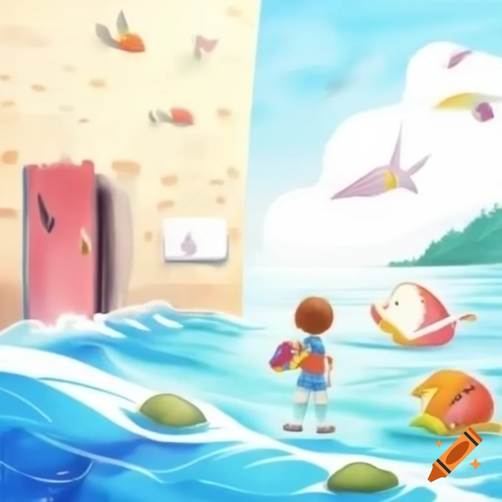 Child's drawing on a wall in vibrant colors