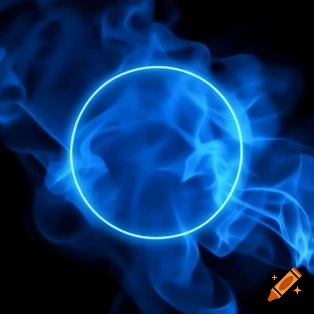 Blue smoke swirls on a black background