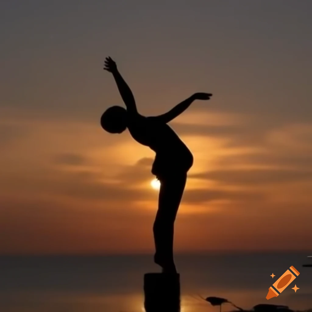 Silhouette of a woman standing on a rooftop