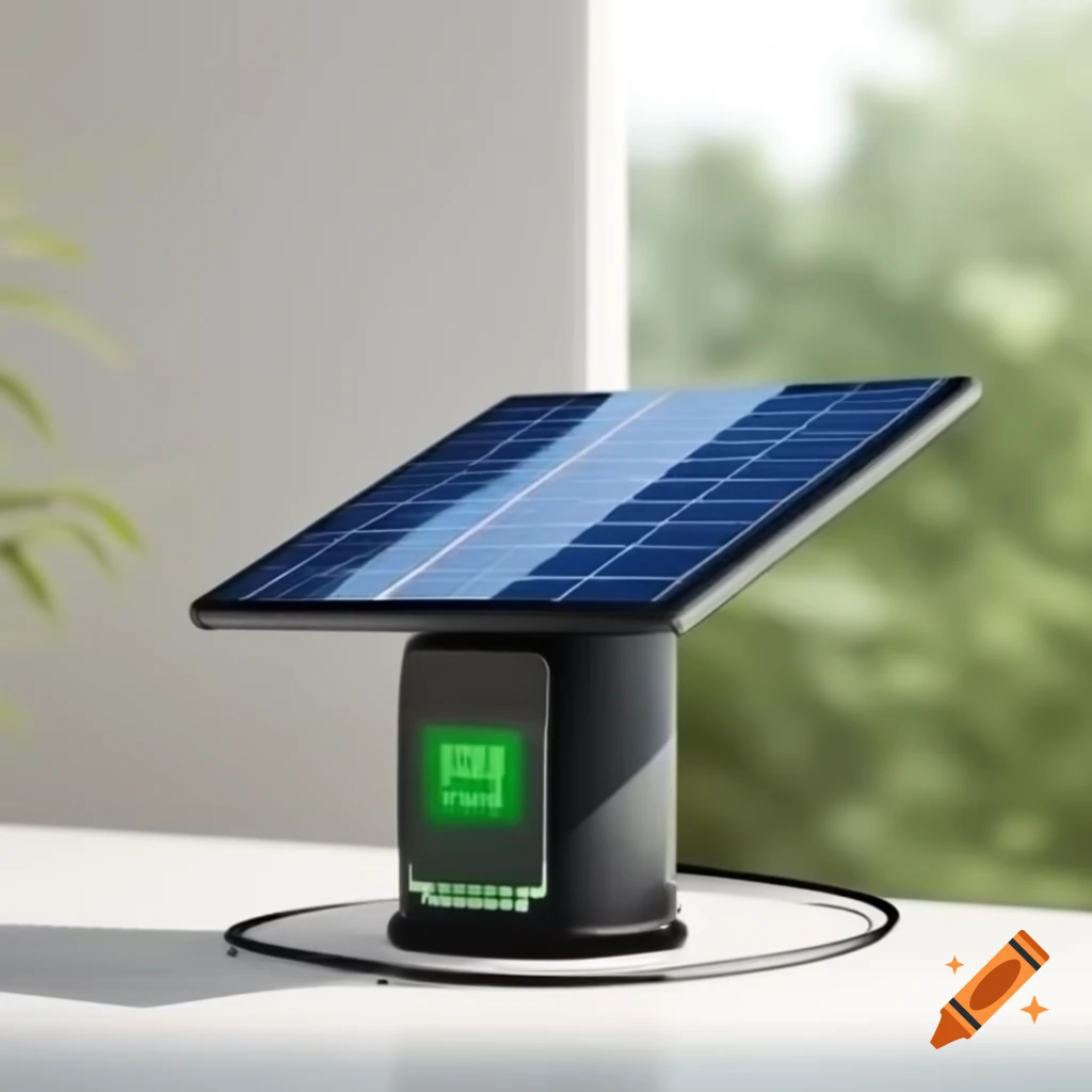 Realistic solar-powered phone charger design, compact and eco-friendly with integrated panels