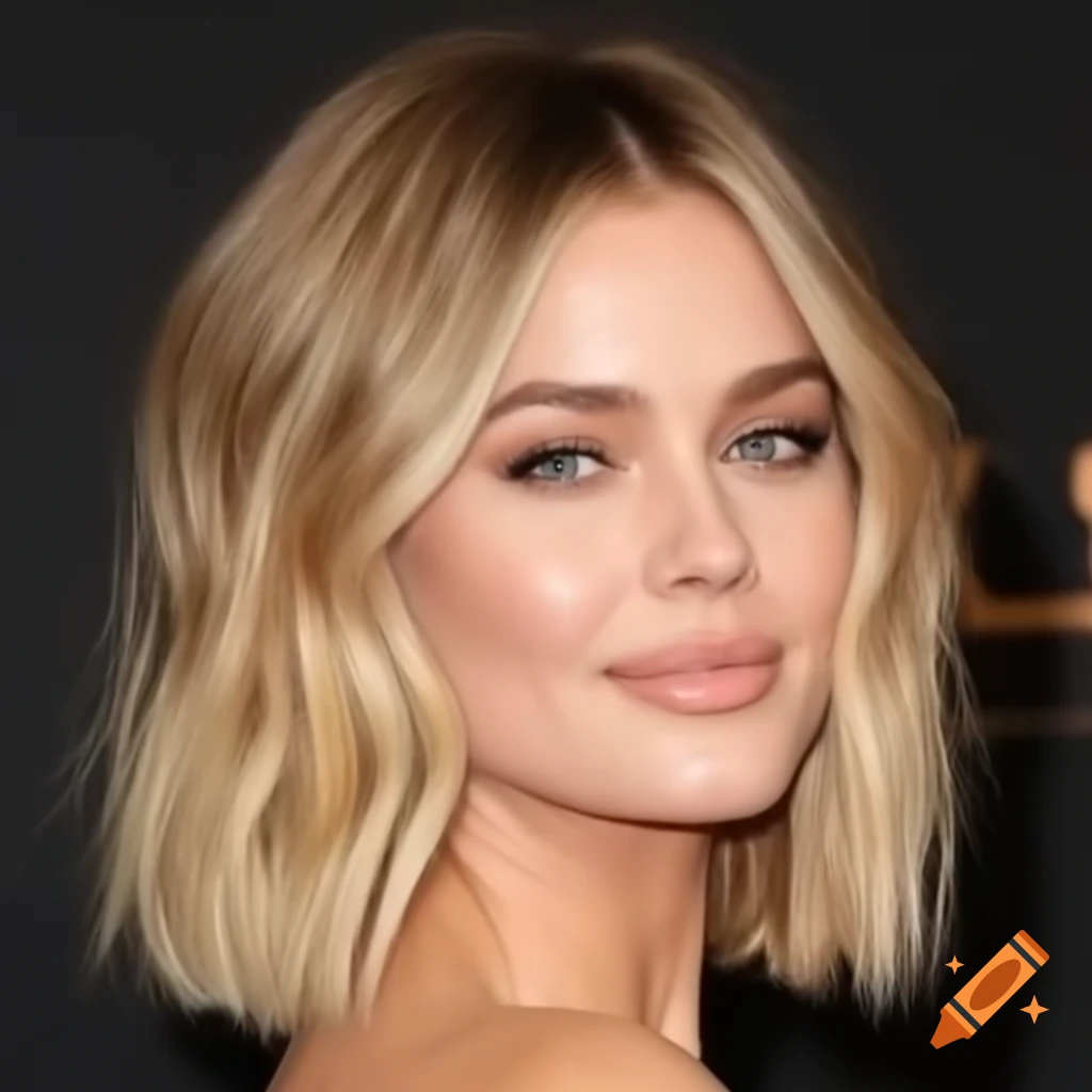 Woman with blonde wavy bob hairstyle