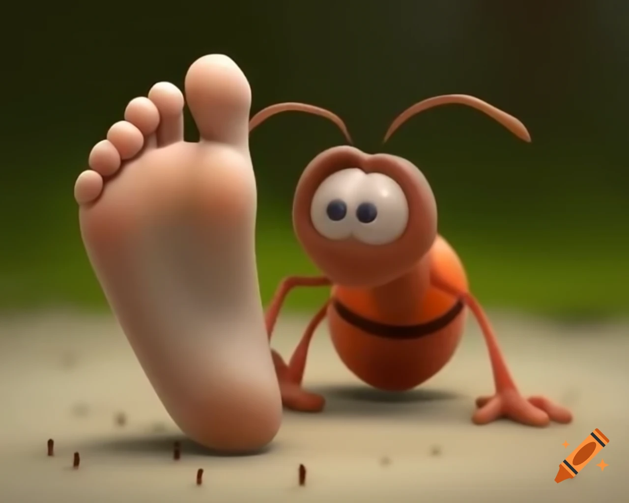 Raichu playfully peeling back toenail on oversized foot
