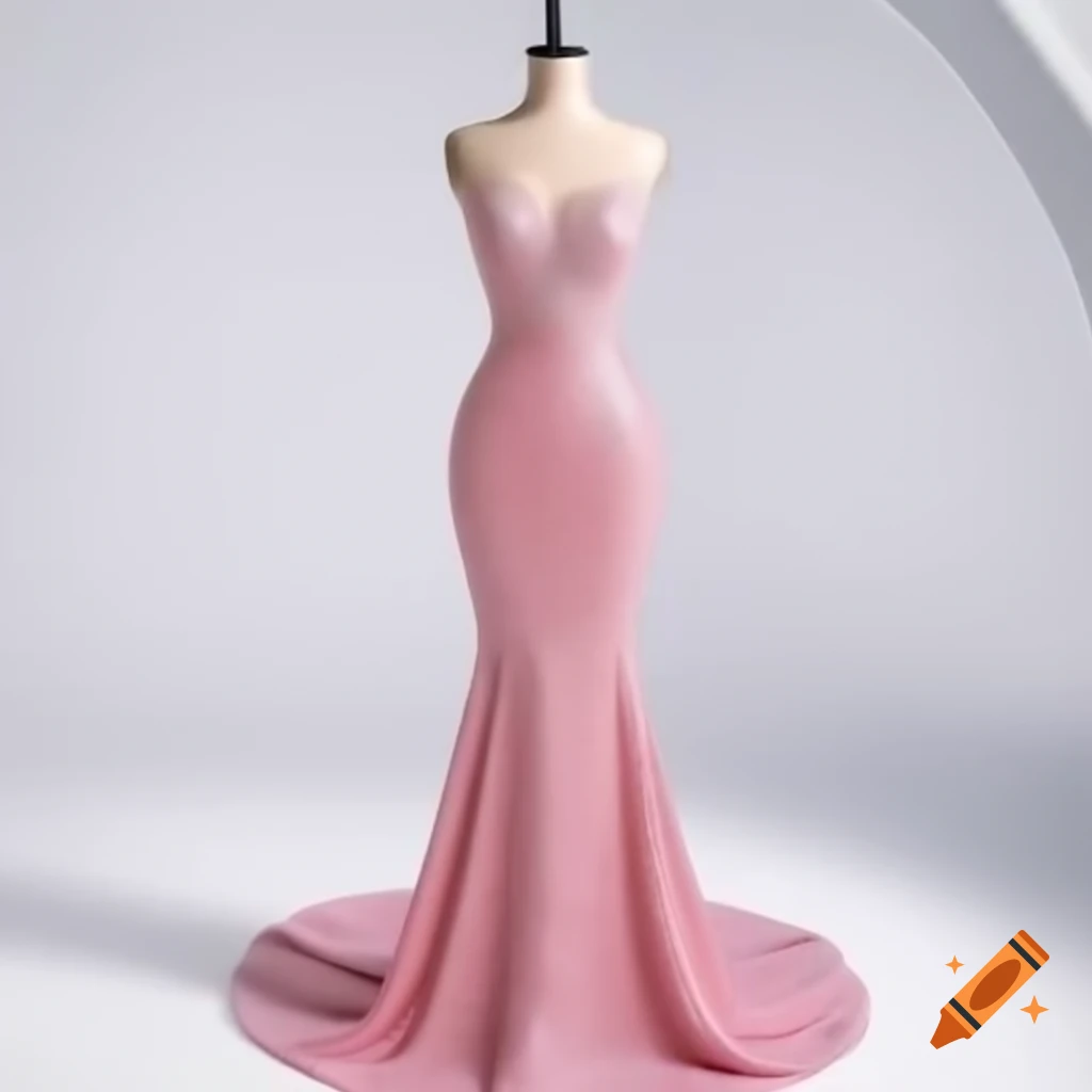 Light pink mermaid prom dress with glitter, fitted design