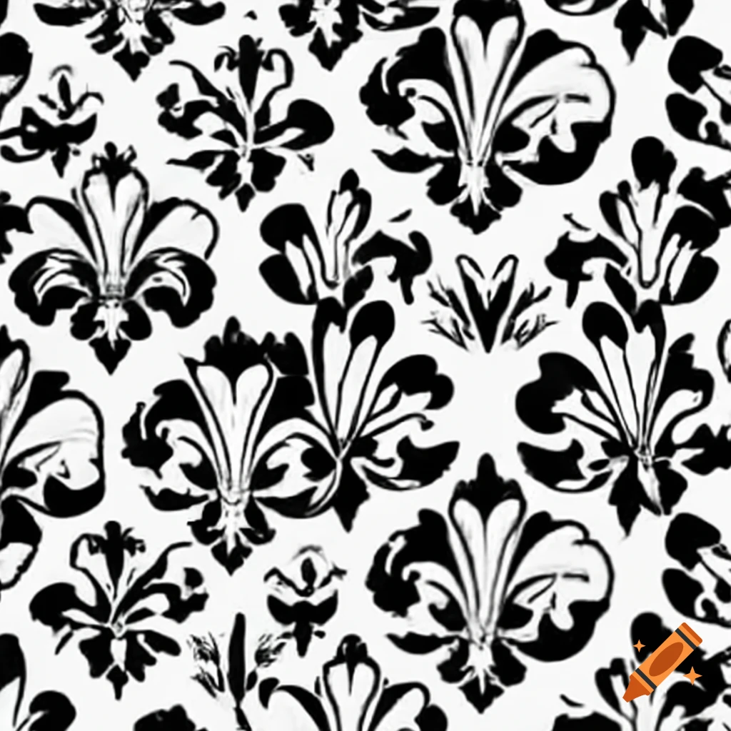 Black flower print on white fabric