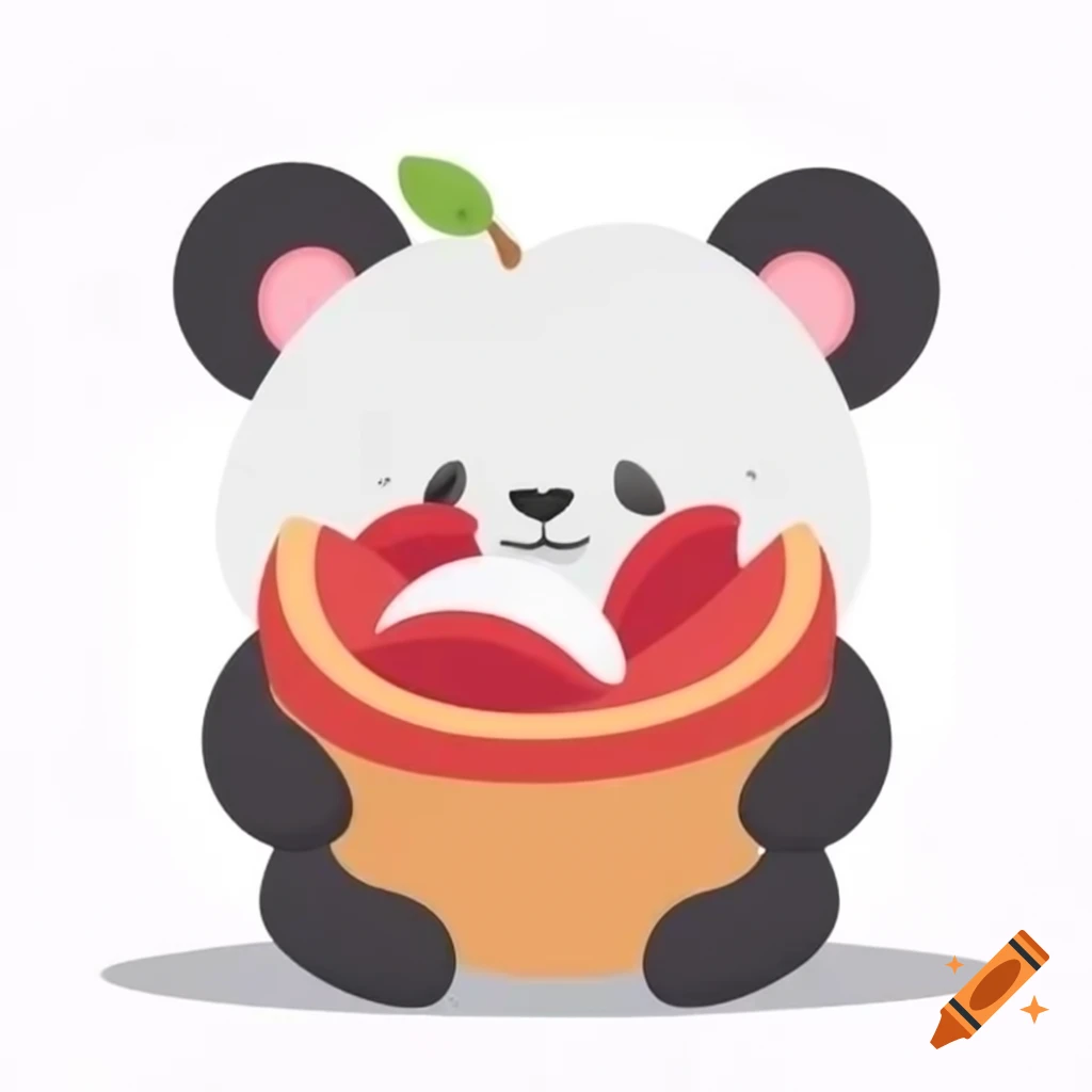 Panda eating an apple