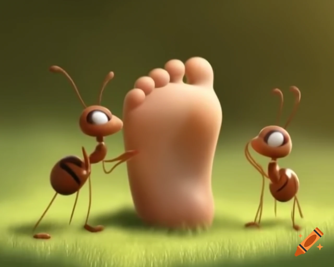 Raichu playfully peeling back toenail on oversized foot
