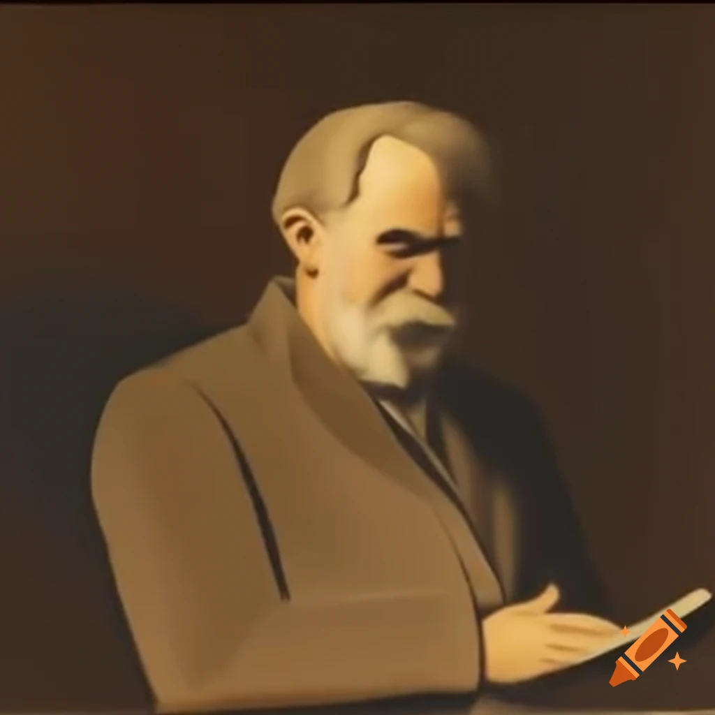 Minimalistic portrait of a passionate debator at podium