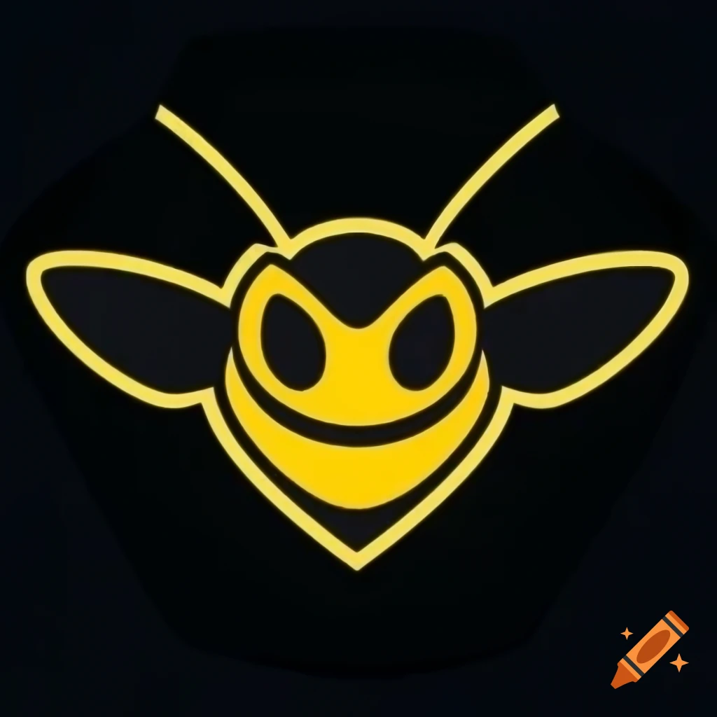 Stylized bee mascot in bold black and yellow colors with modern design