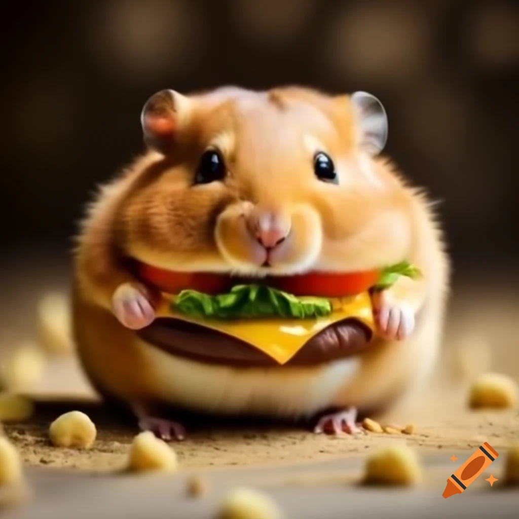 Hamster shaped like a hamburger