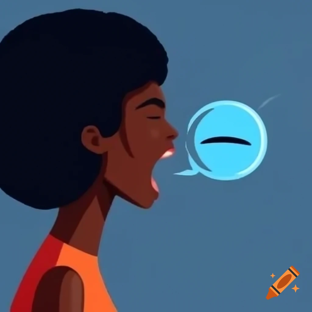 Black woman speaking with speech bubble, showcasing expression