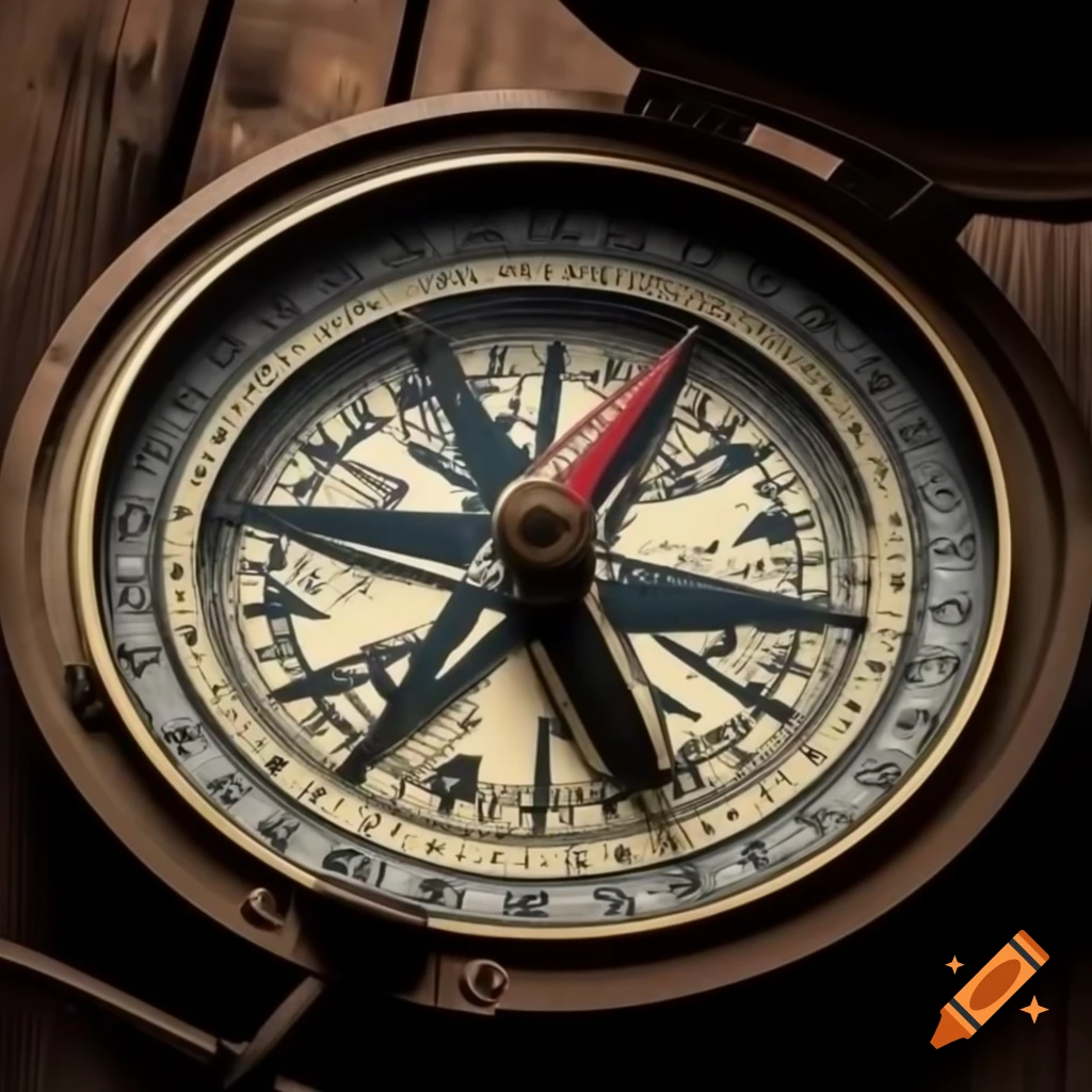 Antique compass with intricate design